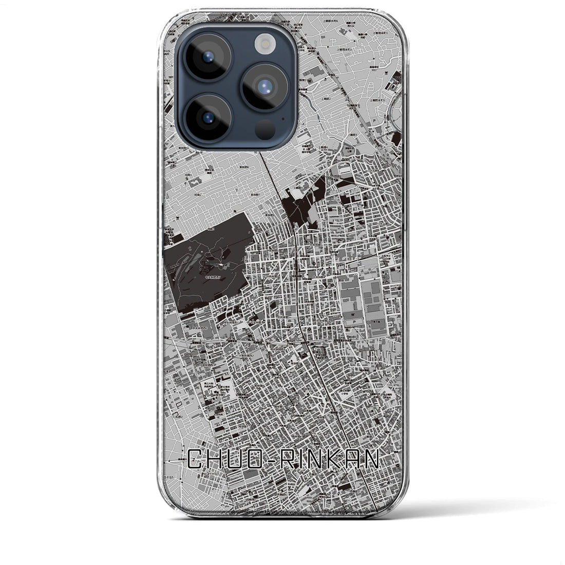 【中央林間】地図柄iPhoneケース（クリアタイプ・モノトーン）iPhone 15 Pro Max 用