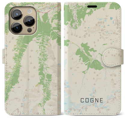 【コーニュ（イタリア）】地図柄iPhoneケース（手帳タイプ）ナチュラル・iPhone 14 Pro Max 用