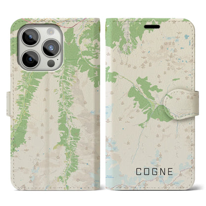 【コーニュ（イタリア）】地図柄iPhoneケース（手帳タイプ）ナチュラル・iPhone 15 Pro 用