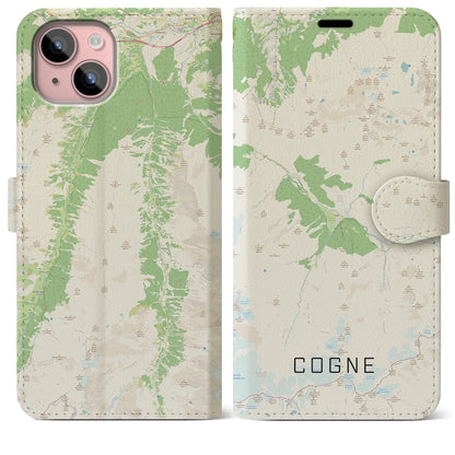 【コーニュ（イタリア）】地図柄iPhoneケース（手帳タイプ）ナチュラル・iPhone 15 Plus 用
