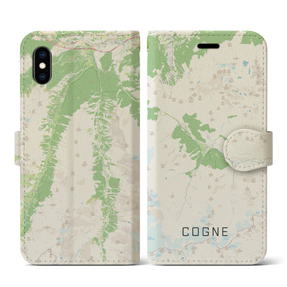 【コーニュ（イタリア）】地図柄iPhoneケース（手帳タイプ）ナチュラル・iPhone XS / X 用