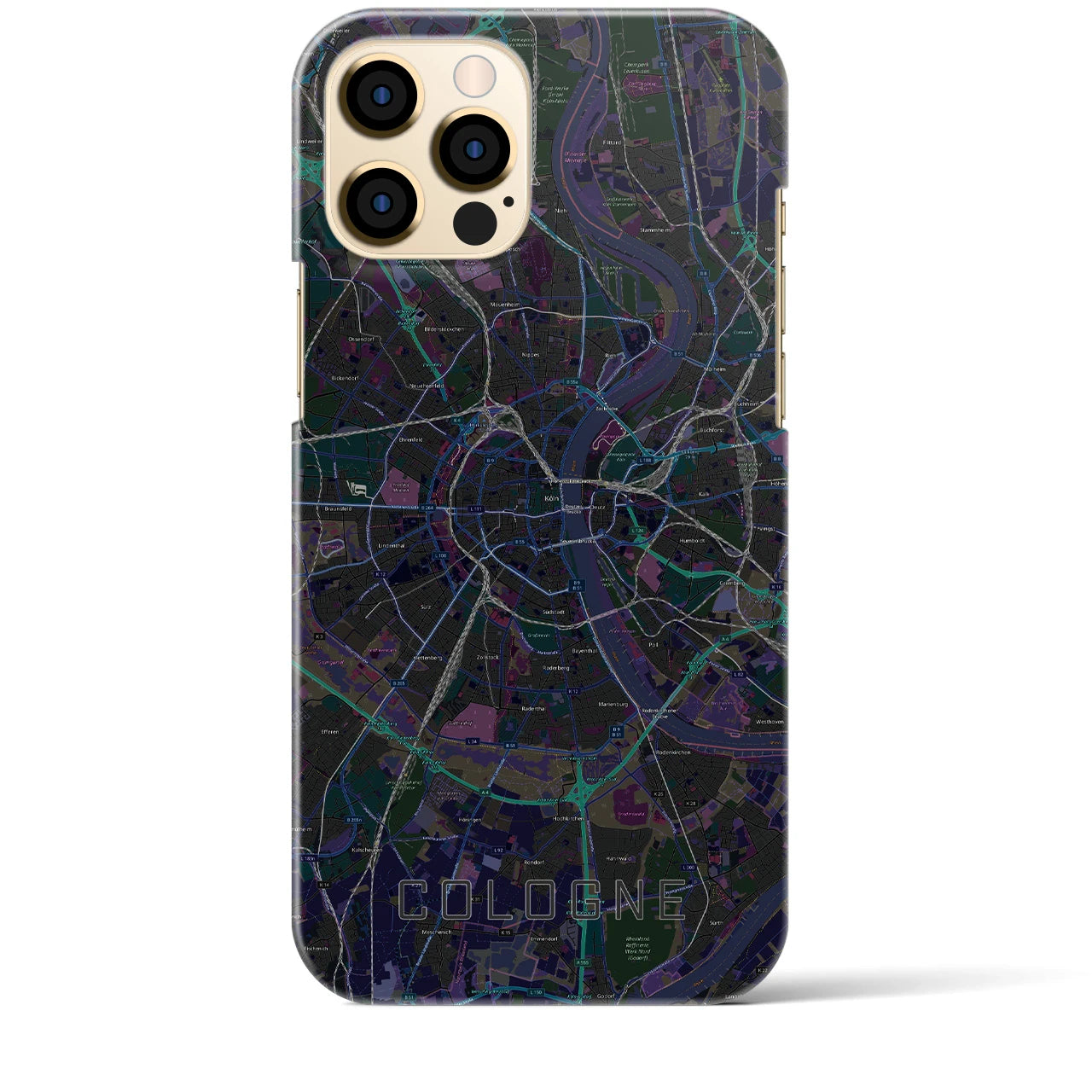 【ケルン】地図柄iPhoneケース（バックカバータイプ・ブラック）iPhone 12 Pro Max 用