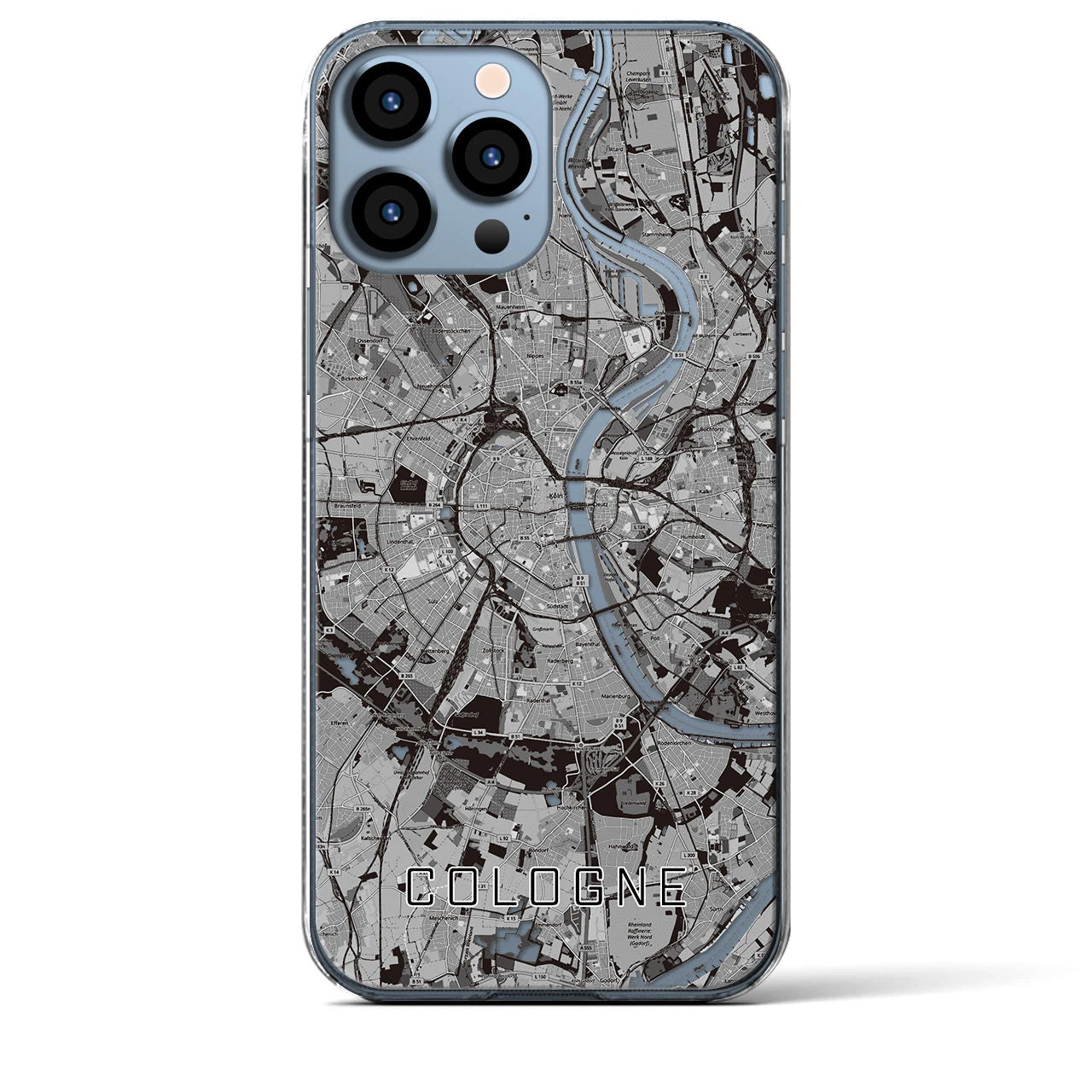 【ケルン】地図柄iPhoneケース（クリアタイプ・モノトーン）iPhone 13 Pro Max 用