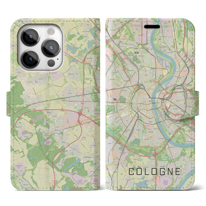 【ケルン（ドイツ）】地図柄iPhoneケース（手帳タイプ）ナチュラル・iPhone 14 Pro 用