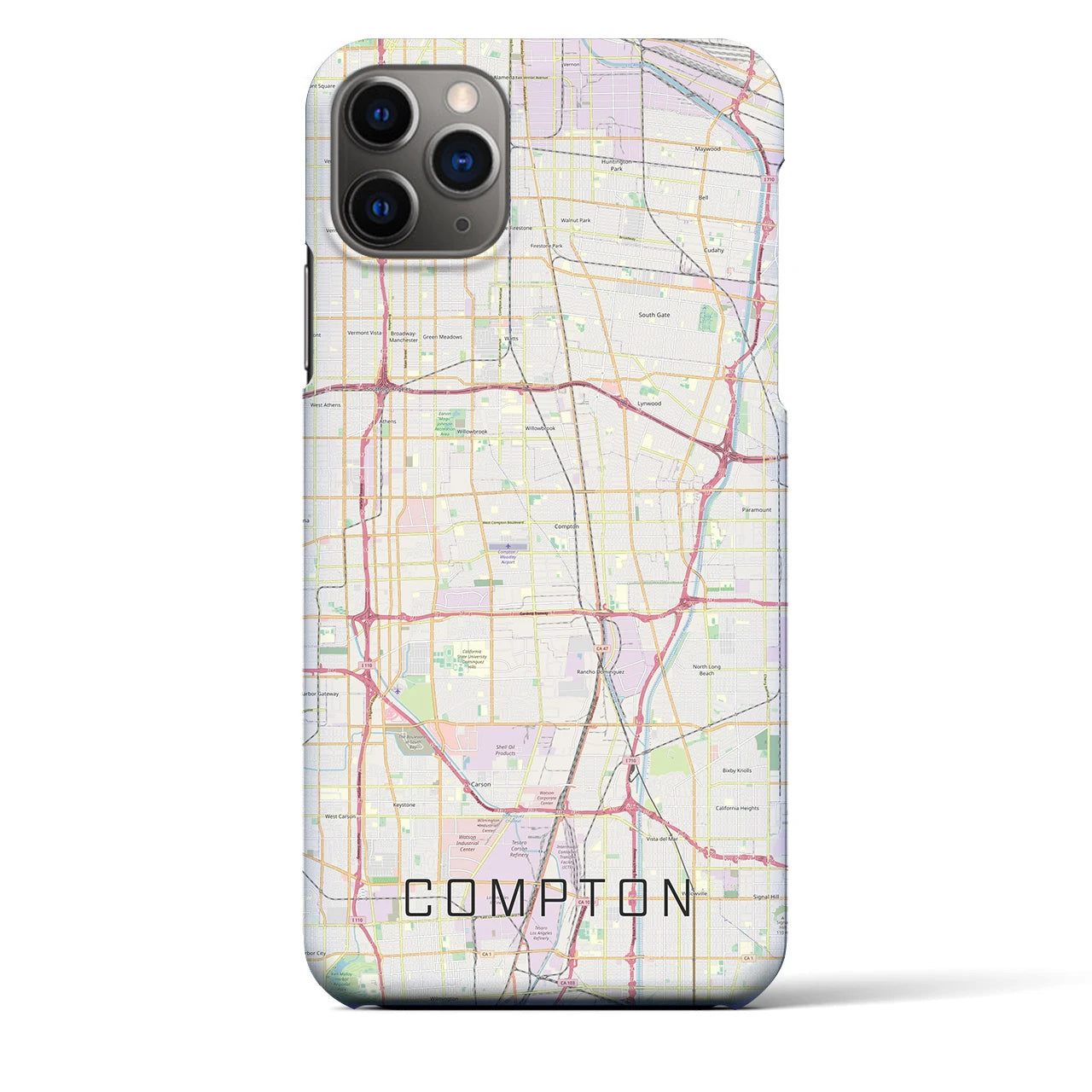 【コンプトン】地図柄iPhoneケース（バックカバータイプ・ナチュラル）iPhone 11 Pro Max 用