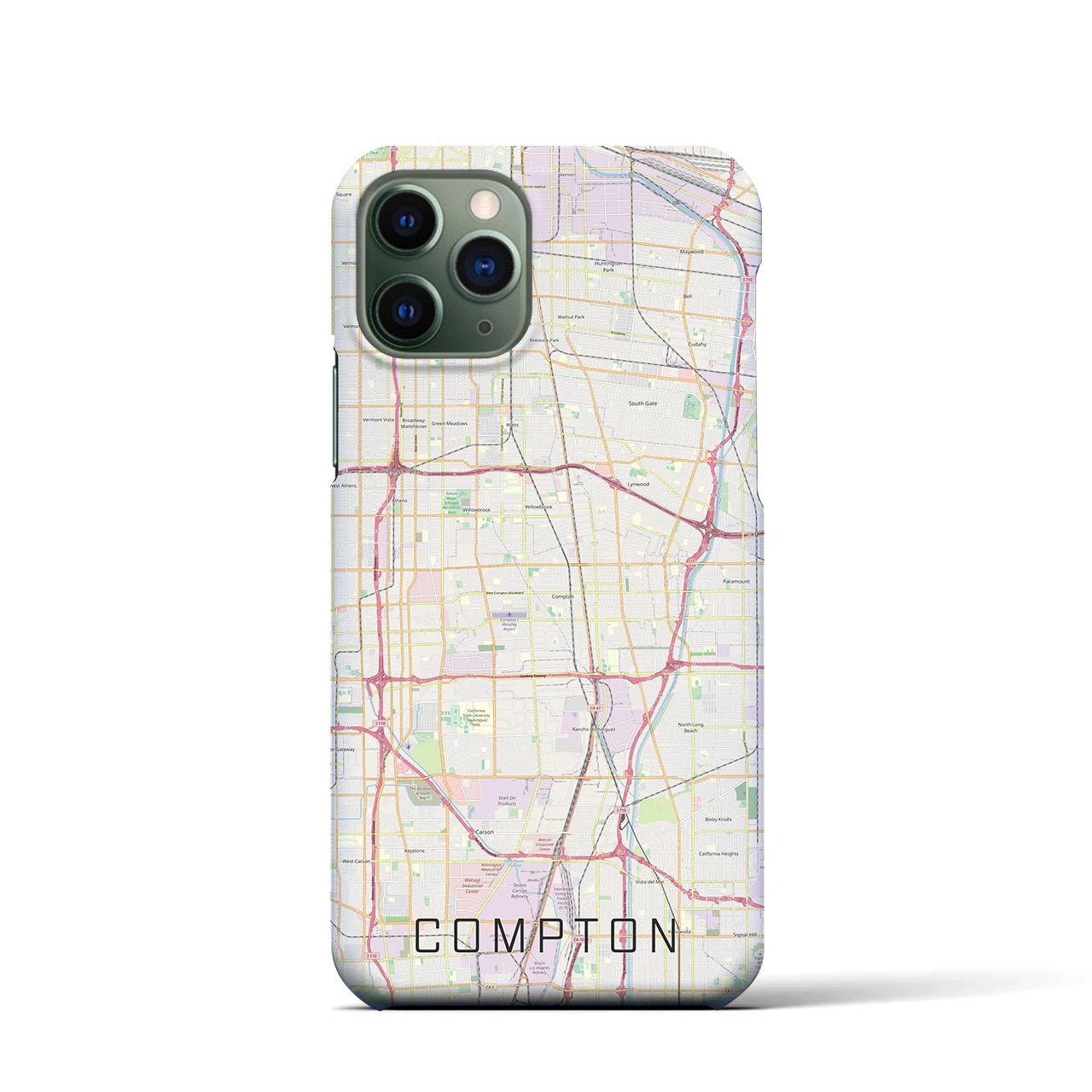 【コンプトン】地図柄iPhoneケース（バックカバータイプ・ナチュラル）iPhone 11 Pro 用