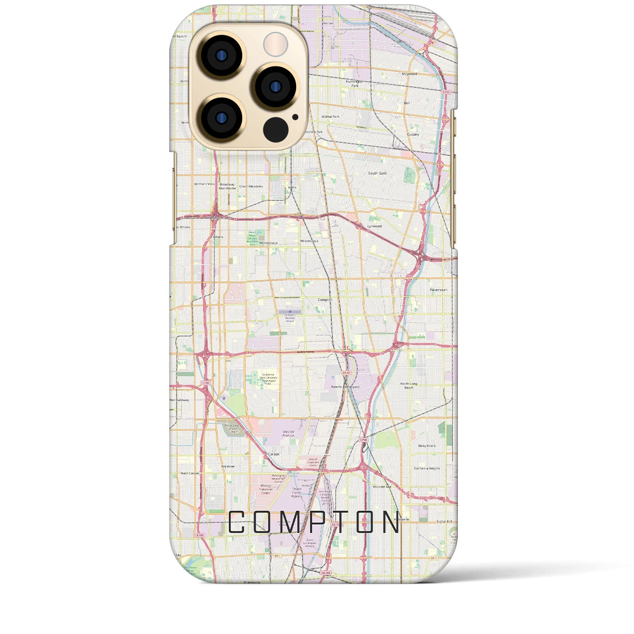 【コンプトン】地図柄iPhoneケース（バックカバータイプ・ナチュラル）iPhone 12 Pro Max 用