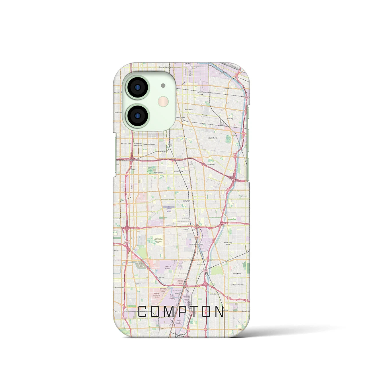 【コンプトン】地図柄iPhoneケース（バックカバータイプ・ナチュラル）iPhone 12 mini 用