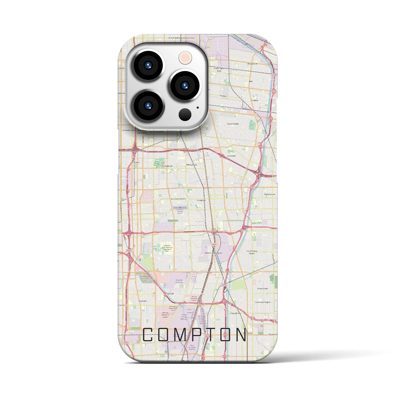【コンプトン】地図柄iPhoneケース（バックカバータイプ・ナチュラル）iPhone 13 Pro 用