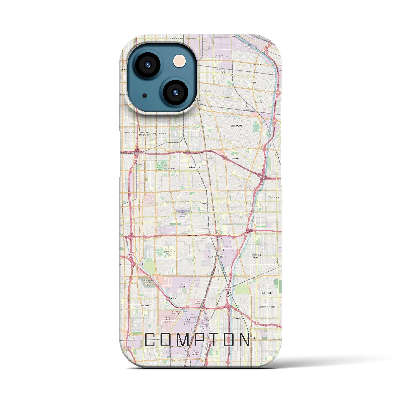 【コンプトン】地図柄iPhoneケース（バックカバータイプ・ナチュラル）iPhone 13 用