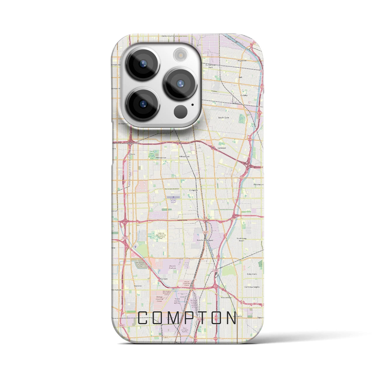 【コンプトン】地図柄iPhoneケース（バックカバータイプ・ナチュラル）iPhone 14 Pro 用