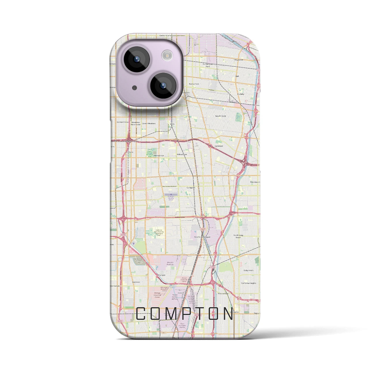 【コンプトン】地図柄iPhoneケース（バックカバータイプ・ナチュラル）iPhone 14 用