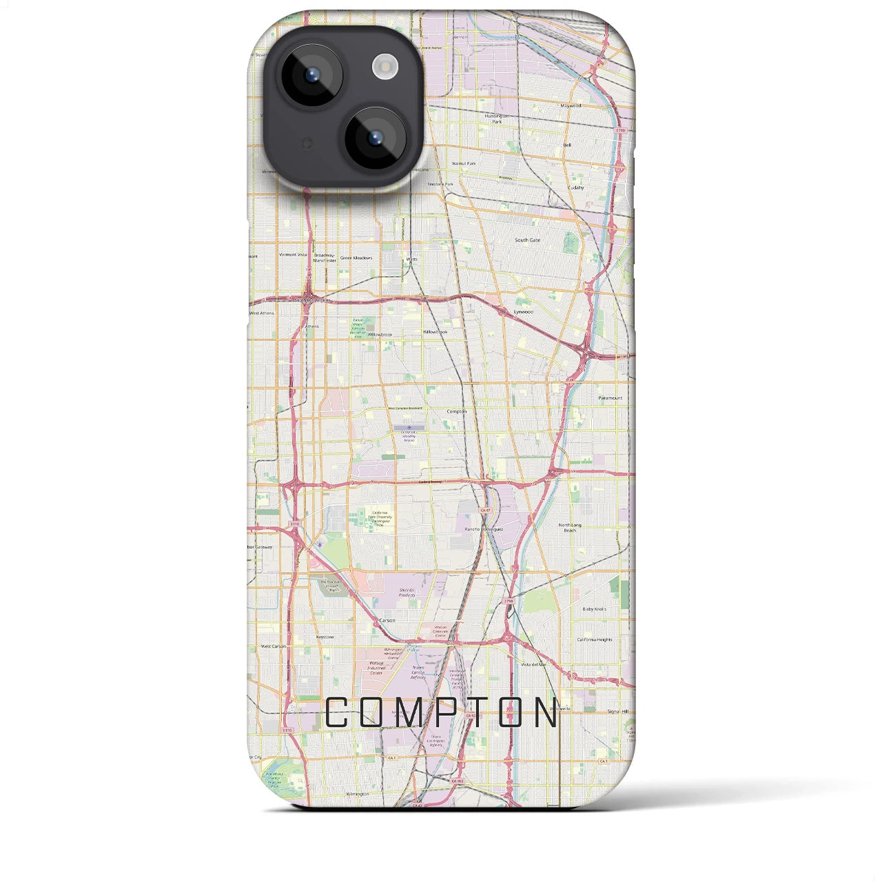 【コンプトン】地図柄iPhoneケース（バックカバータイプ・ナチュラル）iPhone 14 Plus 用