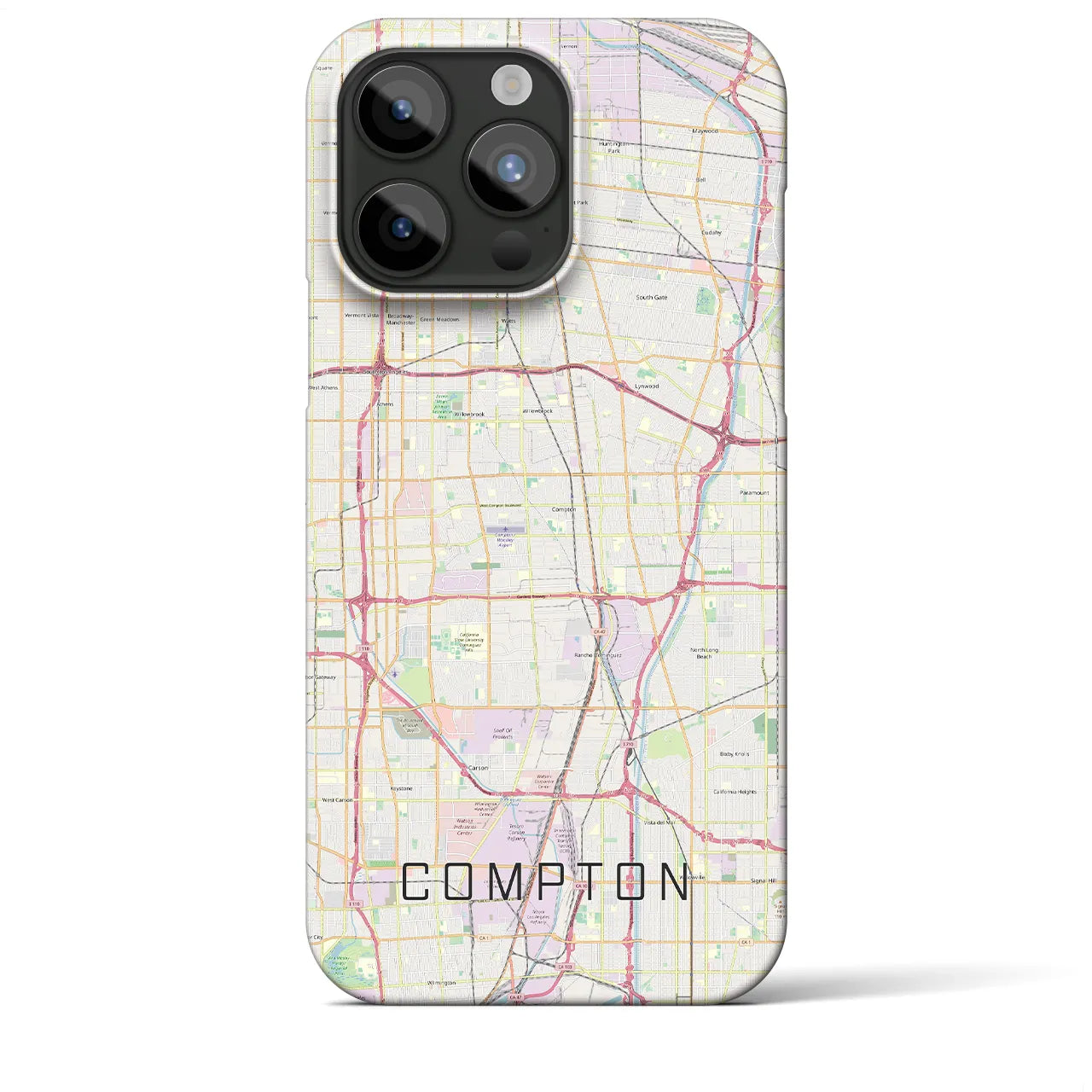 【コンプトン】地図柄iPhoneケース（バックカバータイプ・ナチュラル）iPhone 15 Pro Max 用