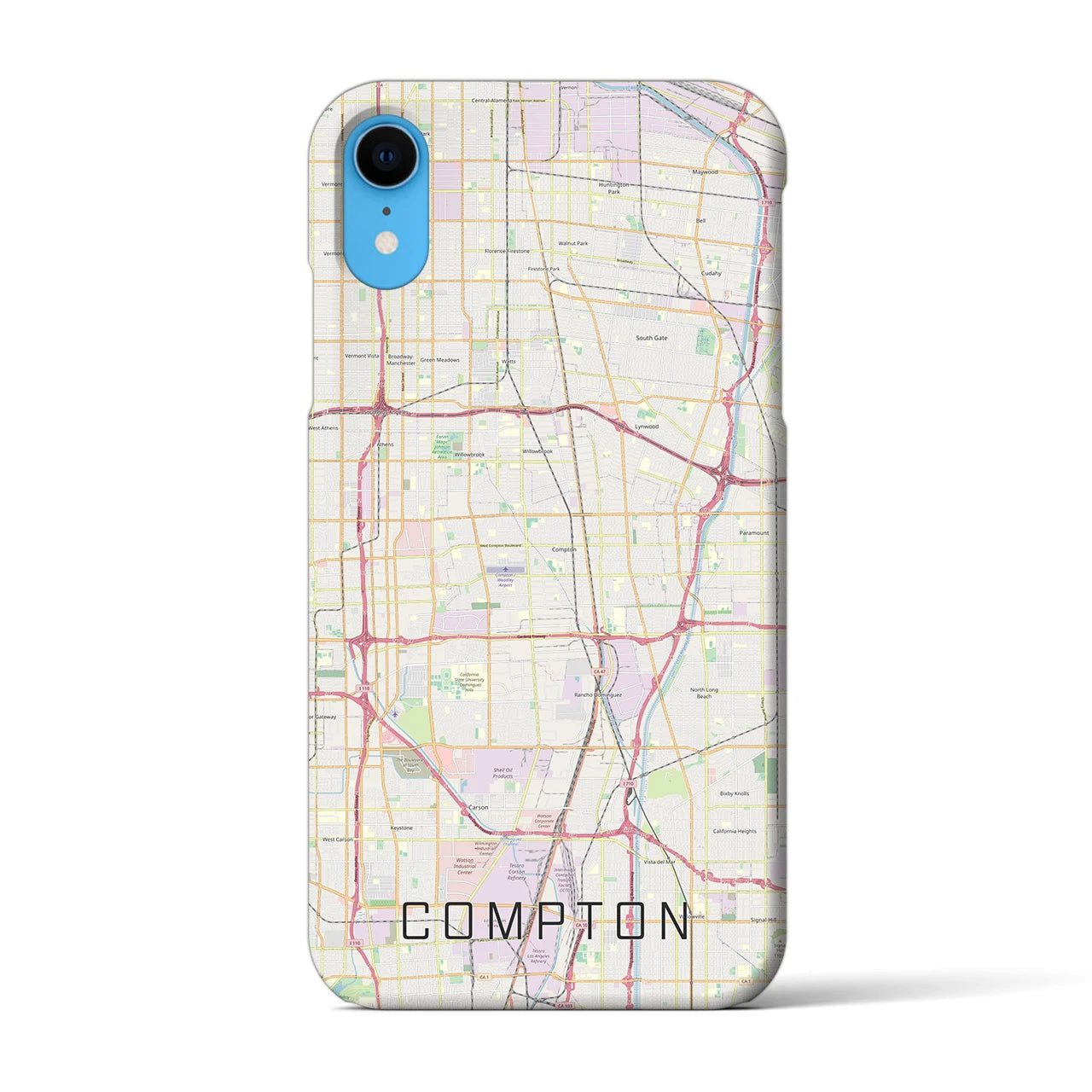 【コンプトン】地図柄iPhoneケース（バックカバータイプ・ナチュラル）iPhone XR 用