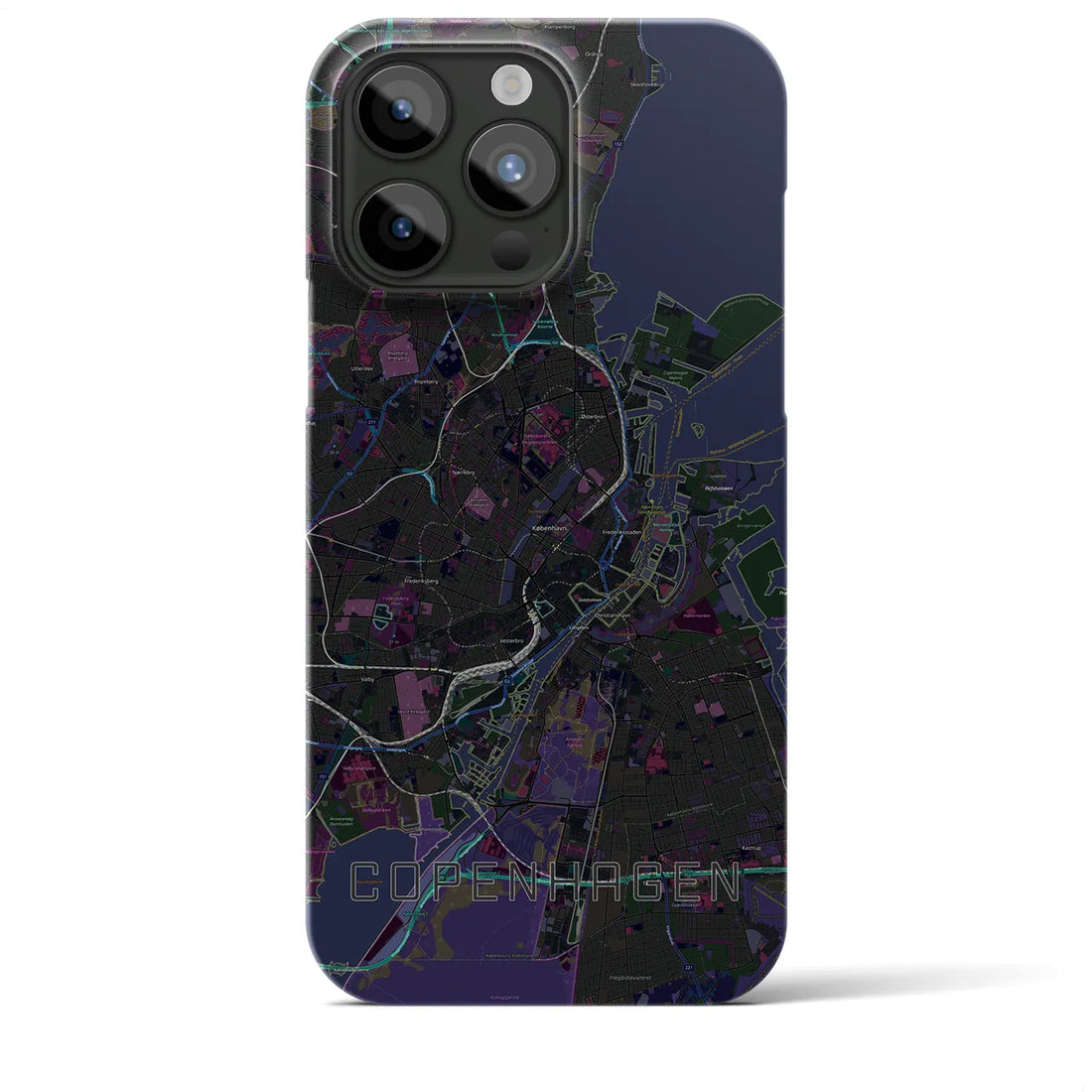 【コペンハーゲン】地図柄iPhoneケース（バックカバータイプ・ブラック）iPhone 15 Pro Max 用