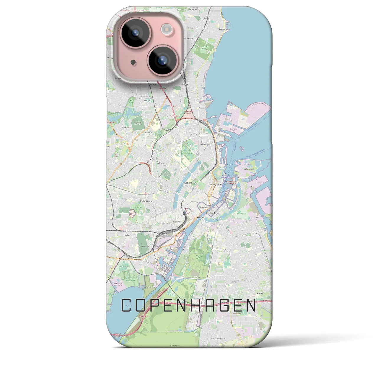 【コペンハーゲン】地図柄iPhoneケース（バックカバータイプ・ナチュラル）iPhone 15 Plus 用