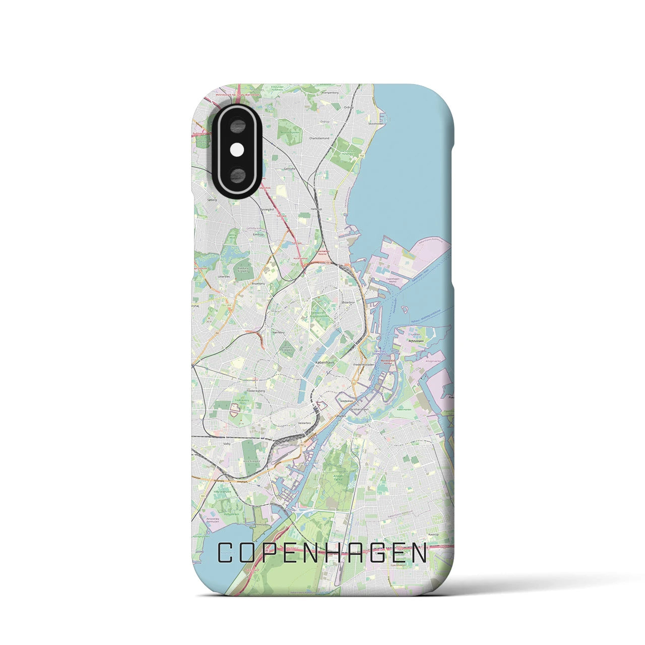 【コペンハーゲン】地図柄iPhoneケース（バックカバータイプ・ナチュラル）iPhone XS / X 用