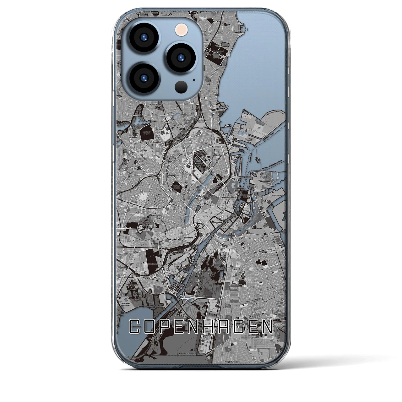 【コペンハーゲン】地図柄iPhoneケース（クリアタイプ・モノトーン）iPhone 13 Pro Max 用
