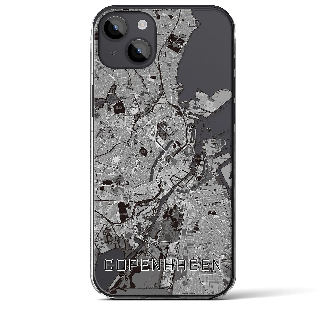 【コペンハーゲン】地図柄iPhoneケース（クリアタイプ・モノトーン）iPhone 14 Plus 用