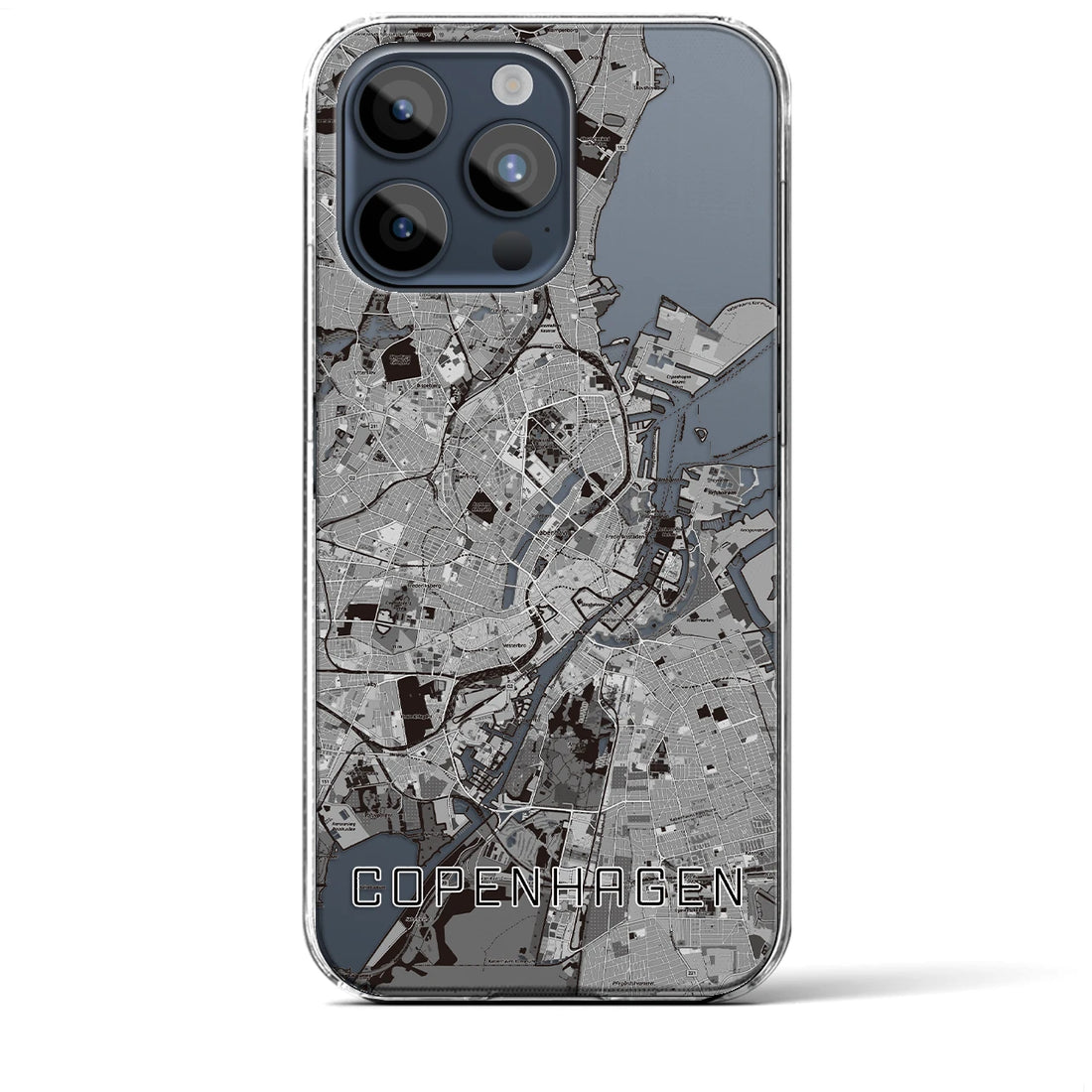 【コペンハーゲン】地図柄iPhoneケース（クリアタイプ・モノトーン）iPhone 15 Pro Max 用
