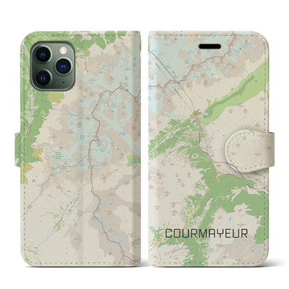 【クールマイユール（イタリア）】地図柄iPhoneケース（手帳タイプ）ナチュラル・iPhone 11 Pro 用