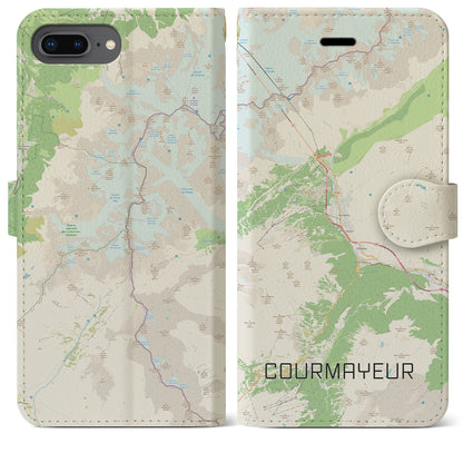 【クールマイユール（イタリア）】地図柄iPhoneケース（手帳タイプ）ナチュラル・iPhone 8Plus /7Plus / 6sPlus / 6Plus 用