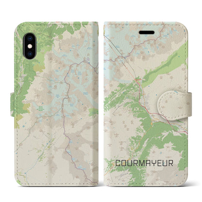 【クールマイユール（イタリア）】地図柄iPhoneケース（手帳タイプ）ナチュラル・iPhone XS / X 用