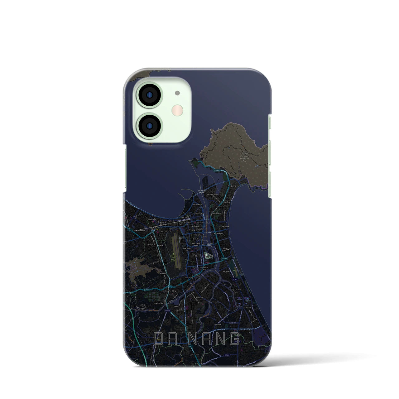 【ダナン】地図柄iPhoneケース（バックカバータイプ・ブラック）iPhone 12 mini 用