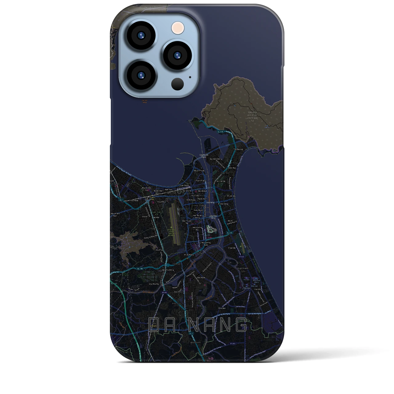 【ダナン】地図柄iPhoneケース（バックカバータイプ・ブラック）iPhone 13 Pro Max 用