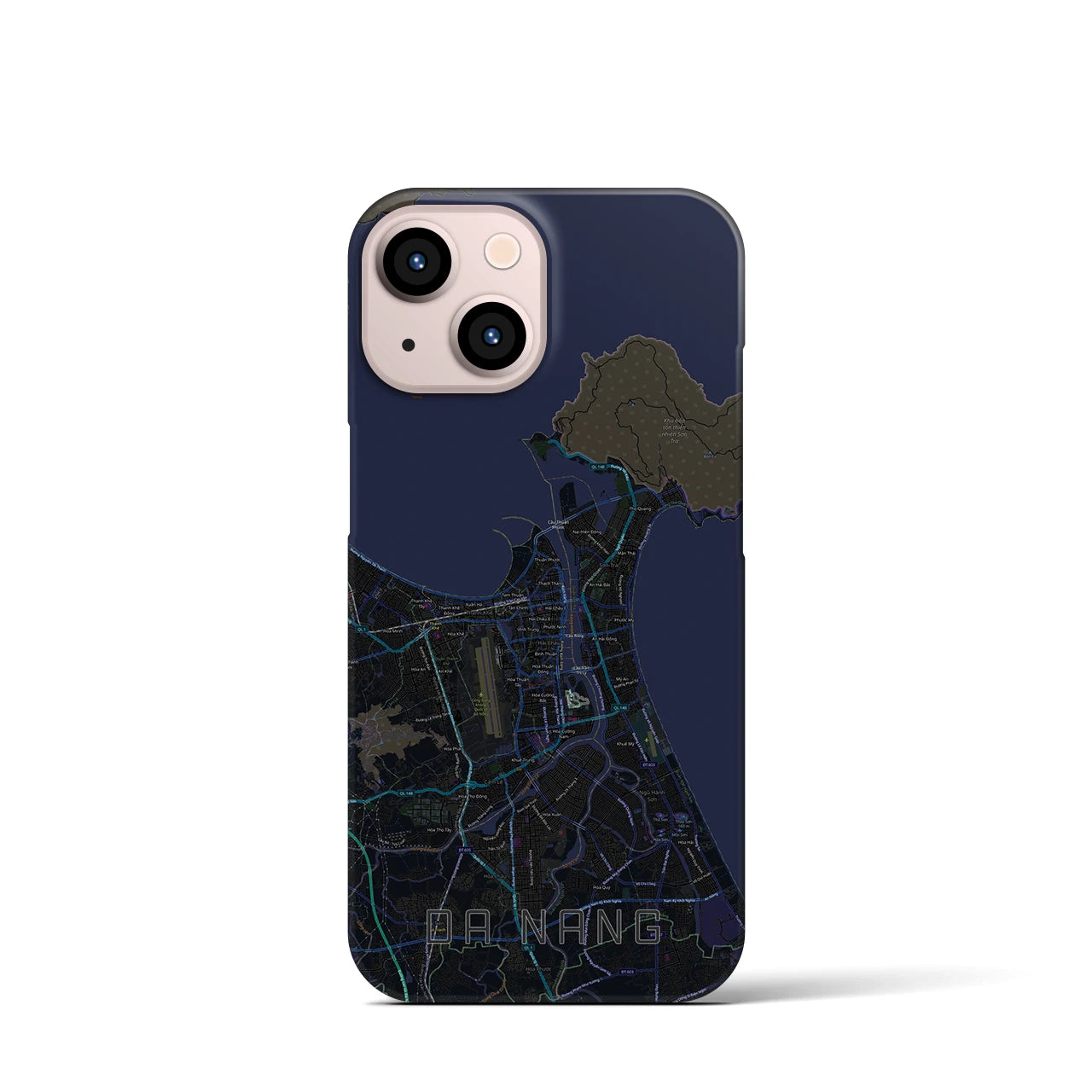 【ダナン】地図柄iPhoneケース（バックカバータイプ・ブラック）iPhone 13 mini 用