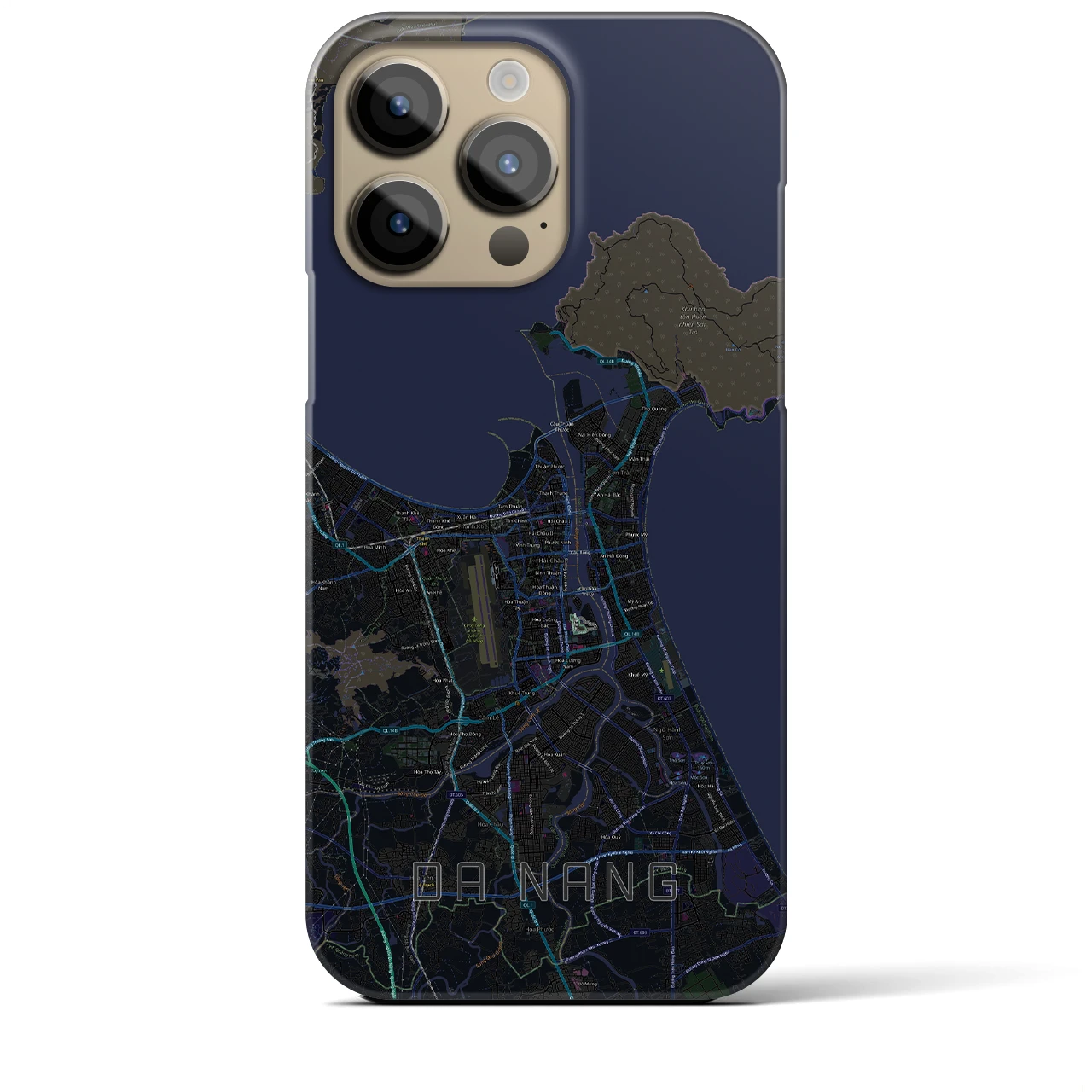 【ダナン】地図柄iPhoneケース（バックカバータイプ・ブラック）iPhone 14 Pro Max 用