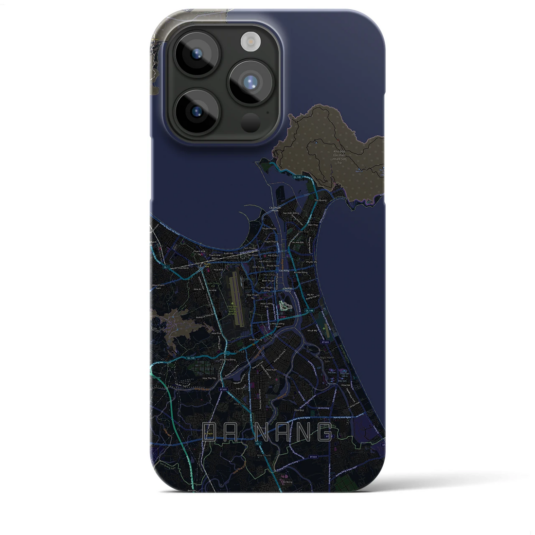 【ダナン】地図柄iPhoneケース（バックカバータイプ・ブラック）iPhone 15 Pro Max 用