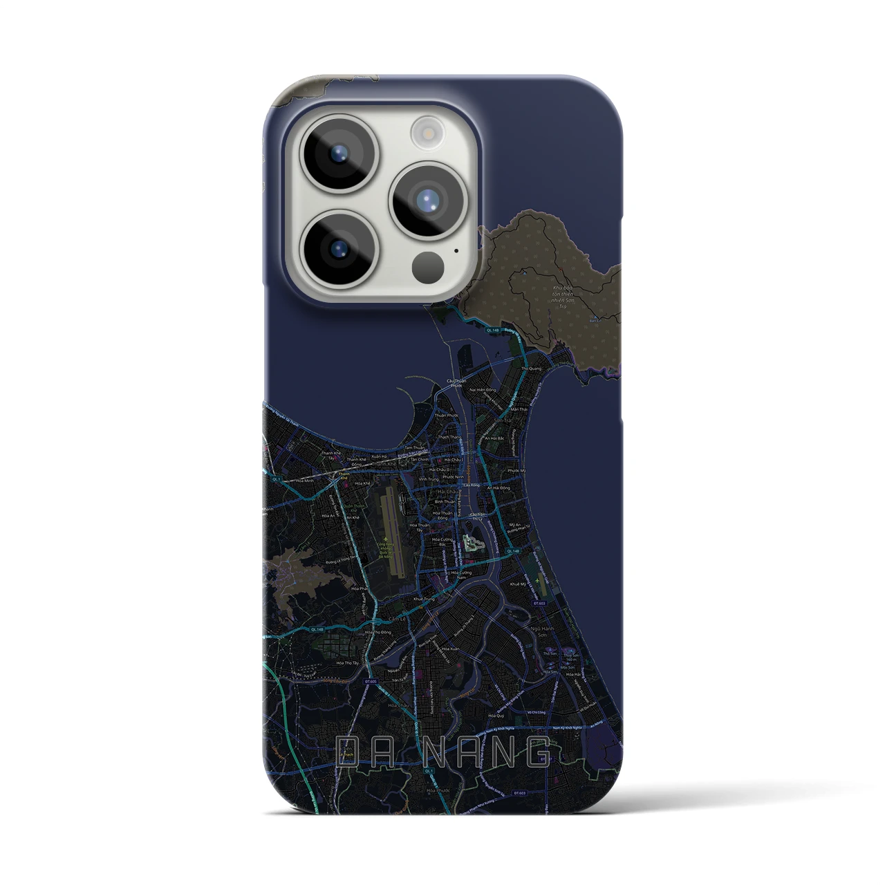 【ダナン】地図柄iPhoneケース（バックカバータイプ・ブラック）iPhone 15 Pro 用