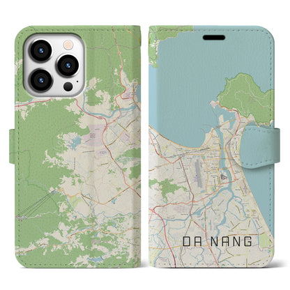 【ダナン（ベトナム）】地図柄iPhoneケース（手帳タイプ）ナチュラル・iPhone 13 Pro 用