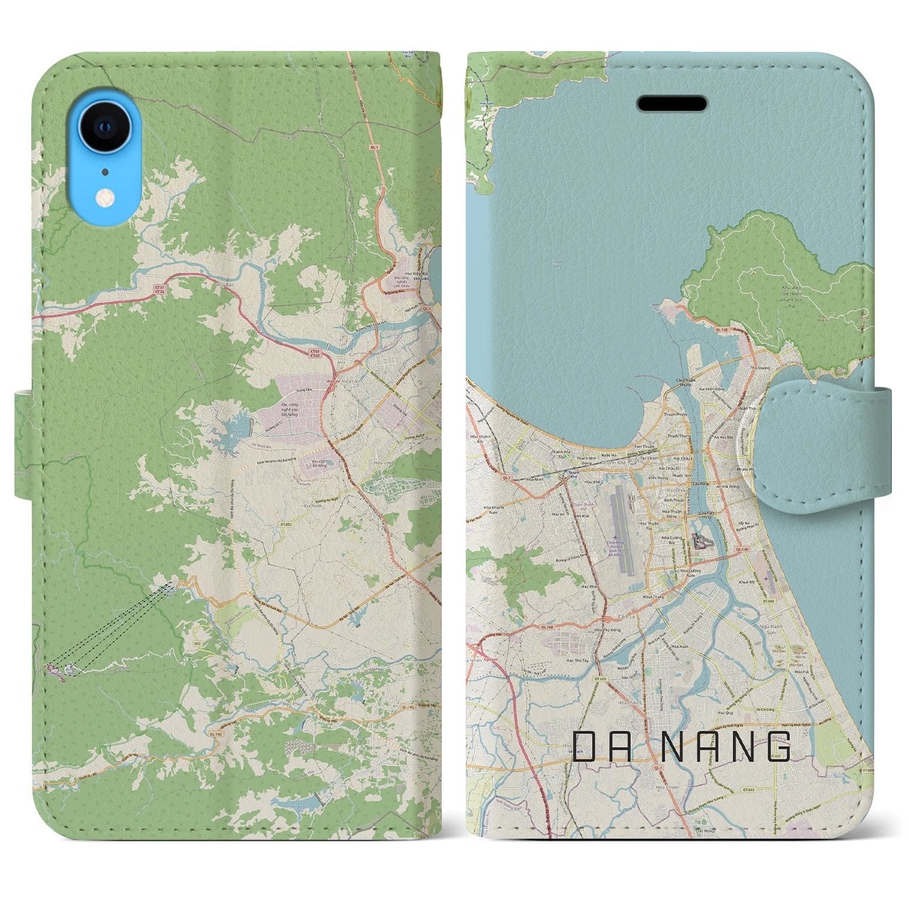 【ダナン】地図柄iPhoneケース（手帳両面タイプ・ナチュラル）iPhone XR 用