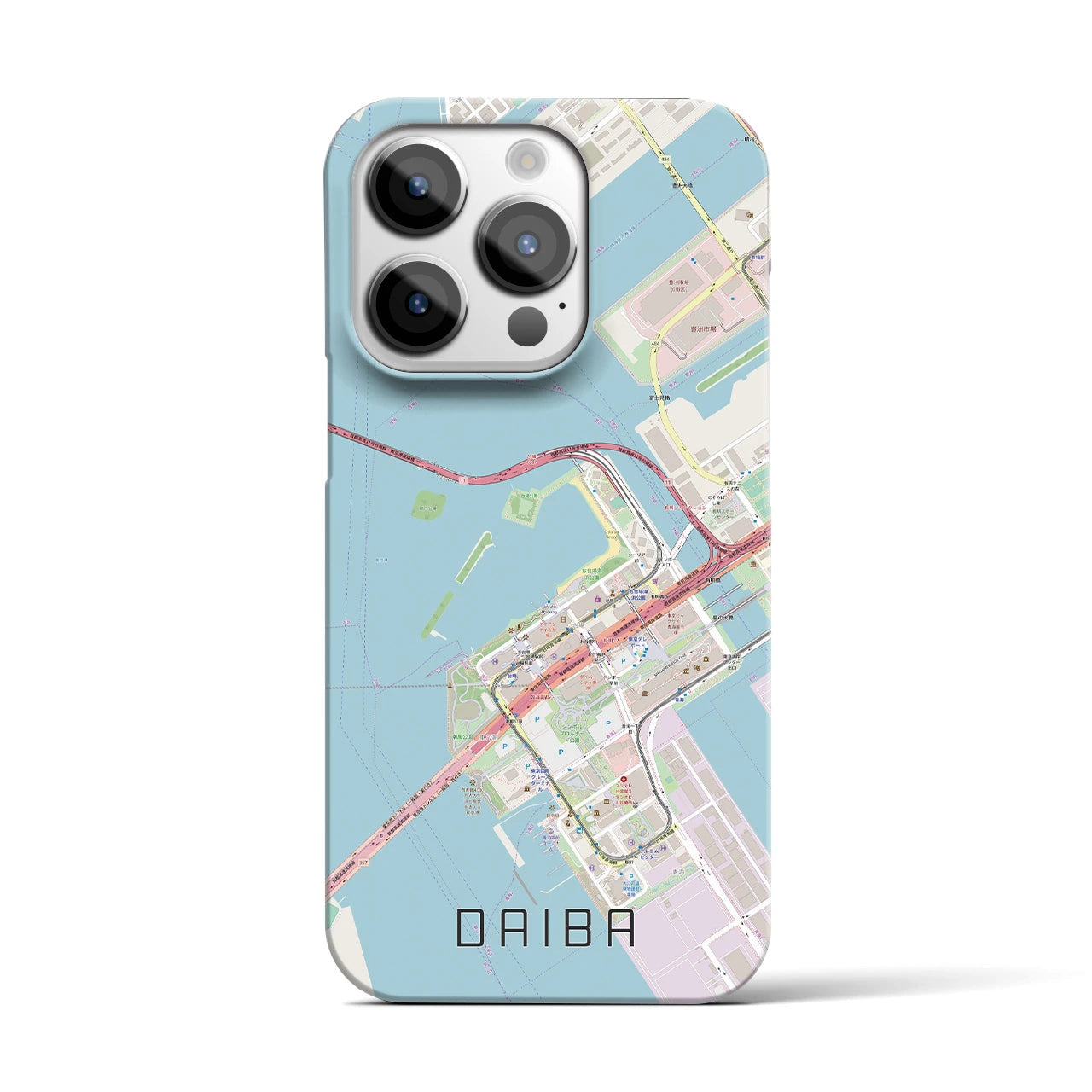 【台場】地図柄iPhoneケース（バックカバータイプ・ナチュラル）iPhone 14 Pro 用