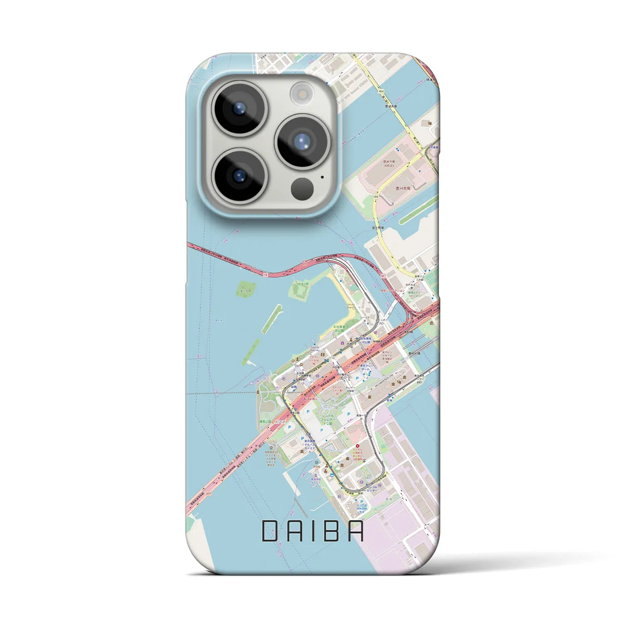 【台場】地図柄iPhoneケース（バックカバータイプ・ナチュラル）iPhone 15 Pro 用