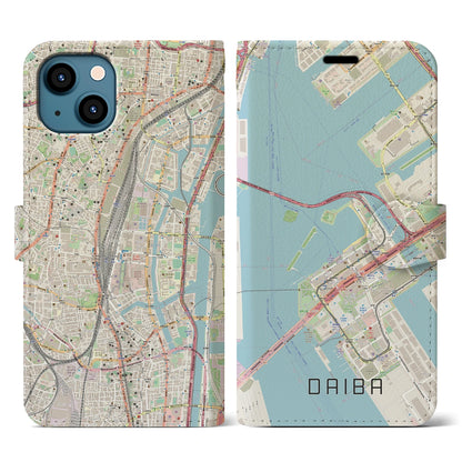 【台場（東京都）】地図柄iPhoneケース（手帳タイプ）ナチュラル・iPhone 13 用