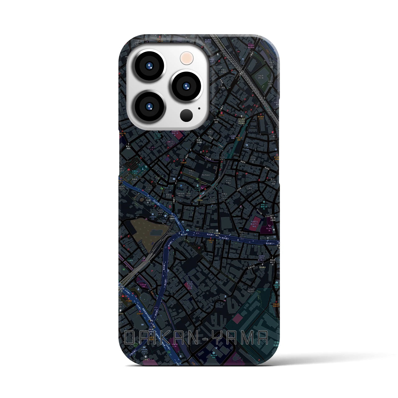 【代官山】地図柄iPhoneケース（バックカバータイプ・ブラック）iPhone 13 Pro 用