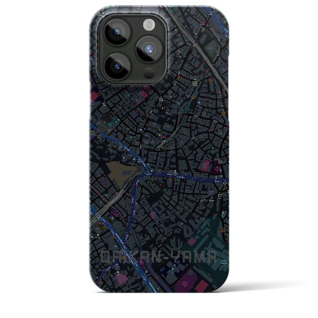 【代官山】地図柄iPhoneケース（バックカバータイプ・ブラック）iPhone 15 Pro Max 用