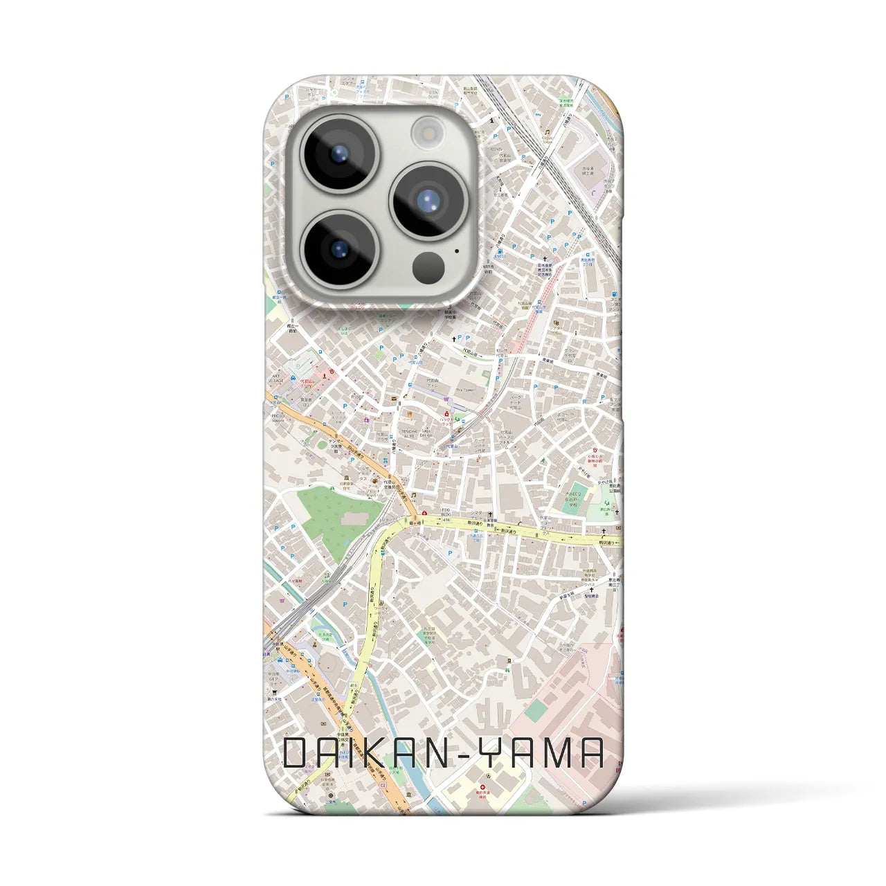 【代官山】地図柄iPhoneケース（バックカバータイプ・ナチュラル）iPhone 15 Pro 用