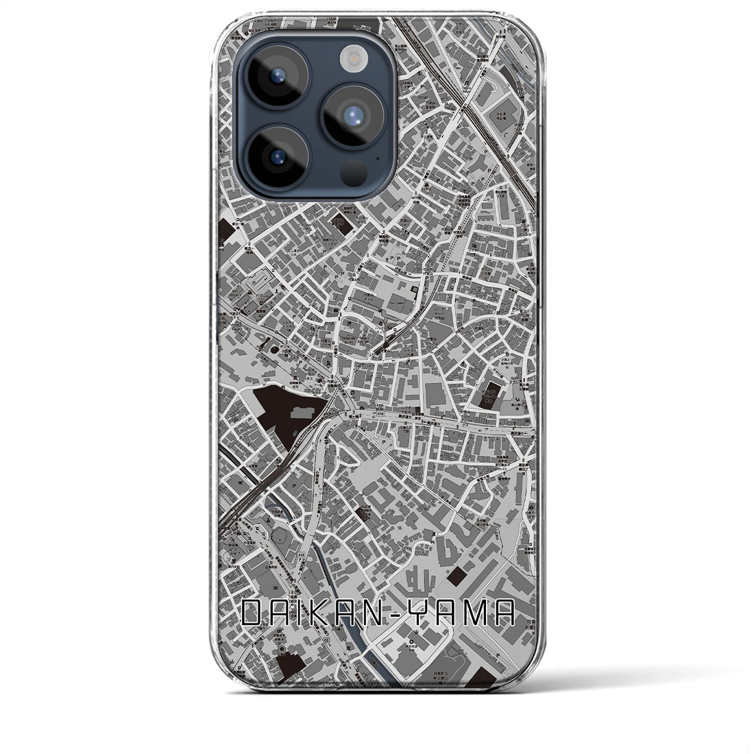 【代官山】地図柄iPhoneケース（クリアタイプ・モノトーン）iPhone 15 Pro Max 用