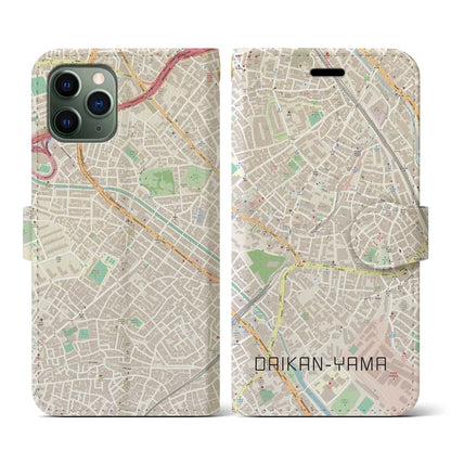 【代官山（東京都）】地図柄iPhoneケース（手帳タイプ）ナチュラル・iPhone 11 Pro 用