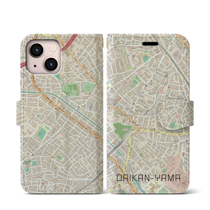 【代官山（東京都）】地図柄iPhoneケース（手帳タイプ）ナチュラル・iPhone 13 mini 用