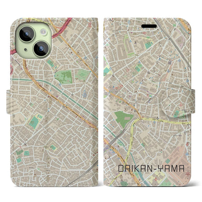 【代官山（東京都）】地図柄iPhoneケース（手帳タイプ）ナチュラル・iPhone 15 用