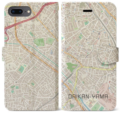 【代官山（東京都）】地図柄iPhoneケース（手帳タイプ）ナチュラル・iPhone 8Plus /7Plus / 6sPlus / 6Plus 用