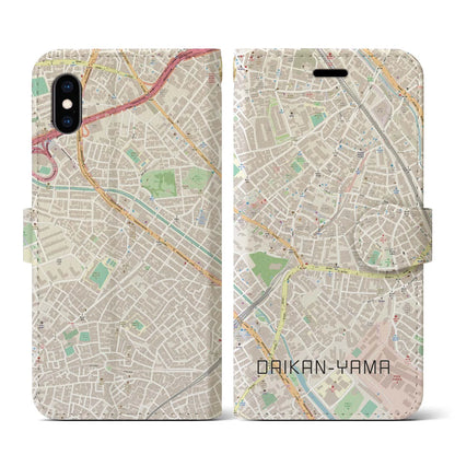 【代官山（東京都）】地図柄iPhoneケース（手帳タイプ）ナチュラル・iPhone XS / X 用