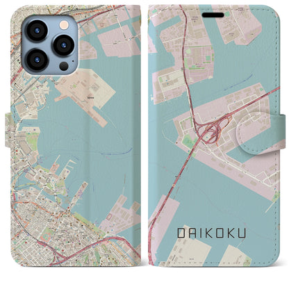 【大黒（神奈川県）】地図柄iPhoneケース（手帳タイプ）ナチュラル・iPhone 13 Pro Max 用