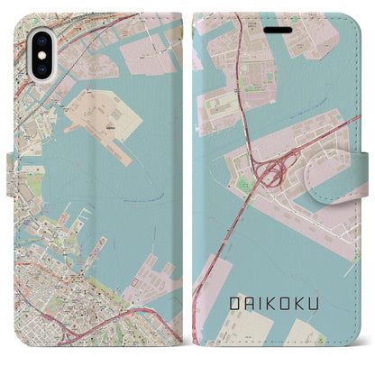 【大黒（神奈川県）】地図柄iPhoneケース（手帳タイプ）ナチュラル・iPhone XS Max 用